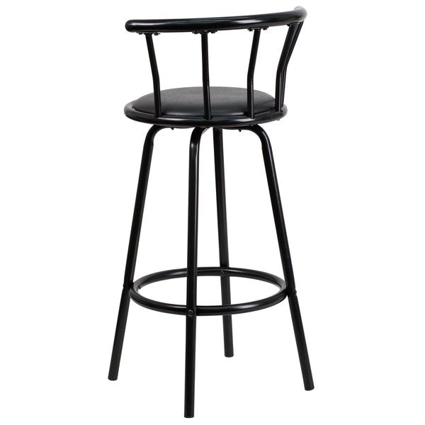 Swivel Barstool, Mtl, Crown Back, Blk Seat