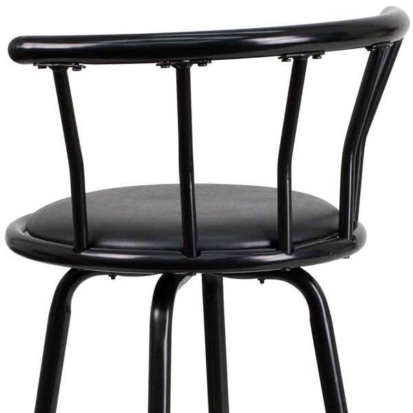 Swivel Barstool, Mtl, Crown Back, Blk Seat