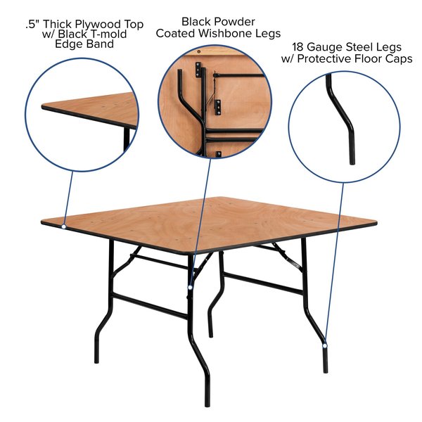 Square Folding Table, 48