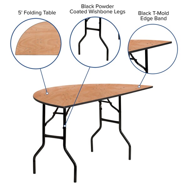 Half Round Folding Table, 60
