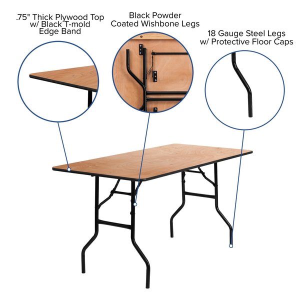 Rectangle Folding Table, 30