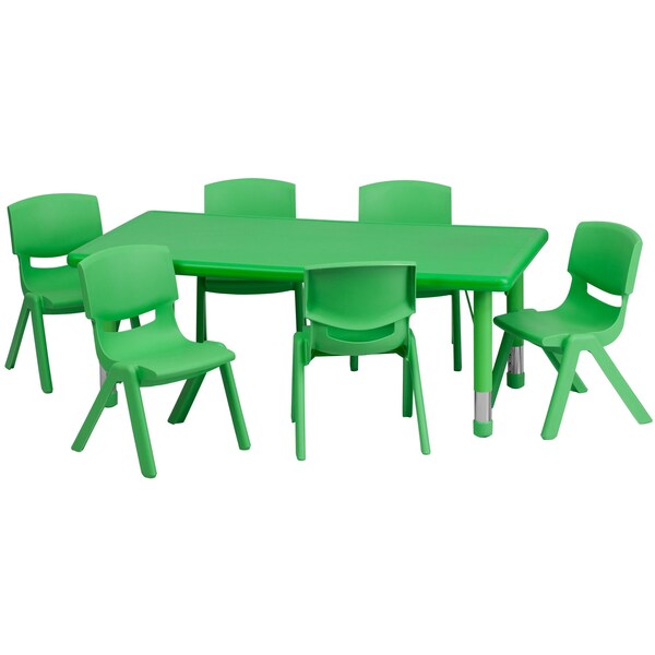 Rectangle Activity Table, 24 X 48 X 23.75, Plastic, Steel Top, Green