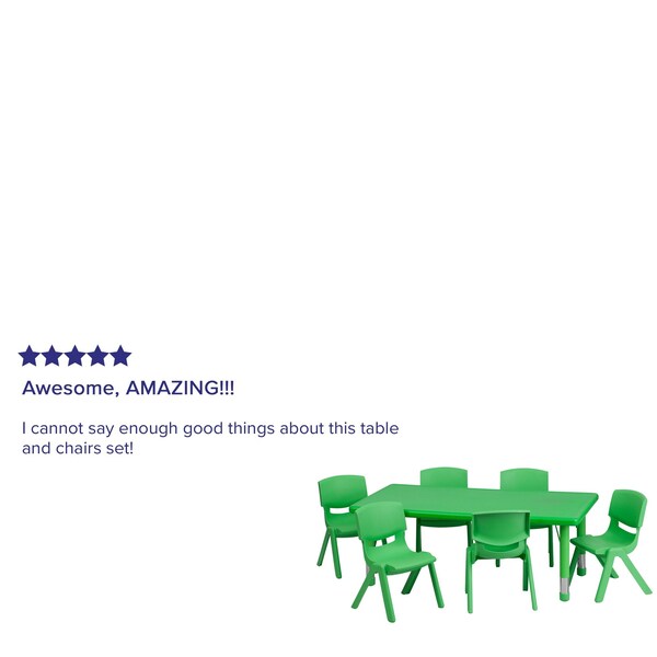 Rectangle Activity Table, 24 X 48 X 23.75, Plastic, Steel Top, Green
