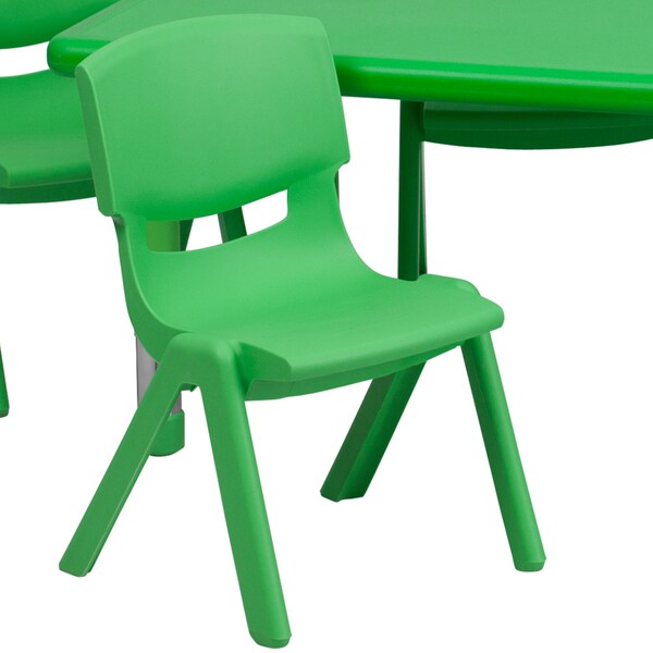 Rectangle Activity Table, 24 X 48 X 23.75, Plastic, Steel Top, Green