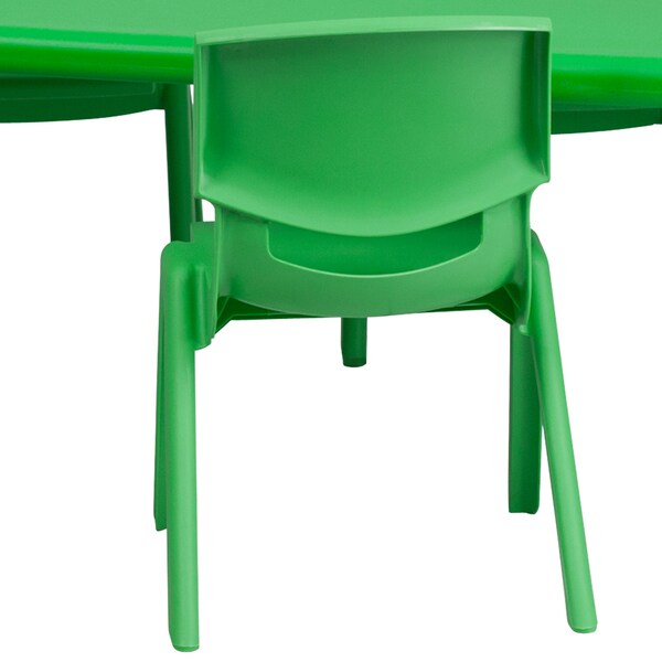 Rectangle Activity Table, 24 X 48 X 23.75, Plastic, Steel Top, Green