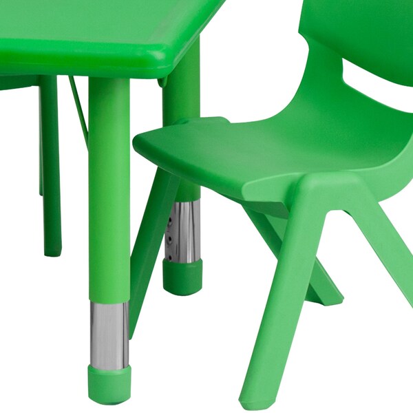 Rectangle Activity Table, 24 X 48 X 23.75, Plastic, Steel Top, Green
