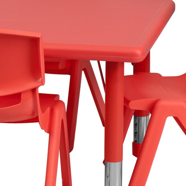 Rectangle Table Set, 24 X 48 X 23.75, Plastic, Steel Top, Red