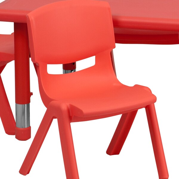 Rectangle Table Set, 24 X 48 X 23.75, Plastic, Steel Top, Red