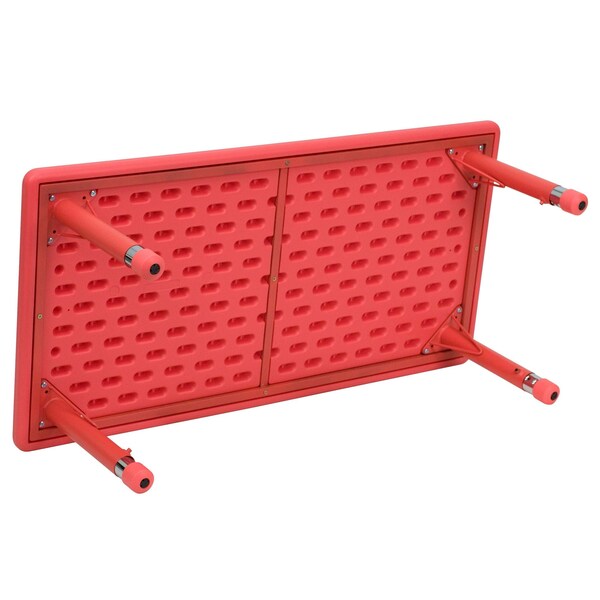 Rectangle Activity Table, 24 X 48 X 23.75, Plastic, Steel Top, Red