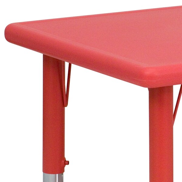 Rectangle Activity Table, 24 X 48 X 23.75, Plastic, Steel Top, Red