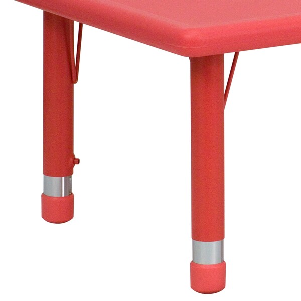 Rectangle Activity Table, 24 X 48 X 23.75, Plastic, Steel Top, Red