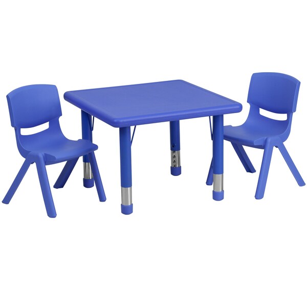 Square Activity Table, 24 X 24 X 23.75, Plastic, Steel Top, Blue