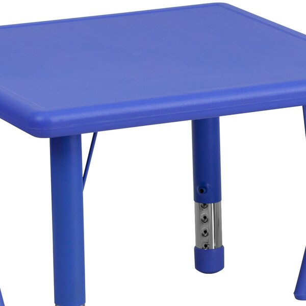 Square Activity Table, 24 X 24 X 23.75, Plastic, Steel Top, Blue
