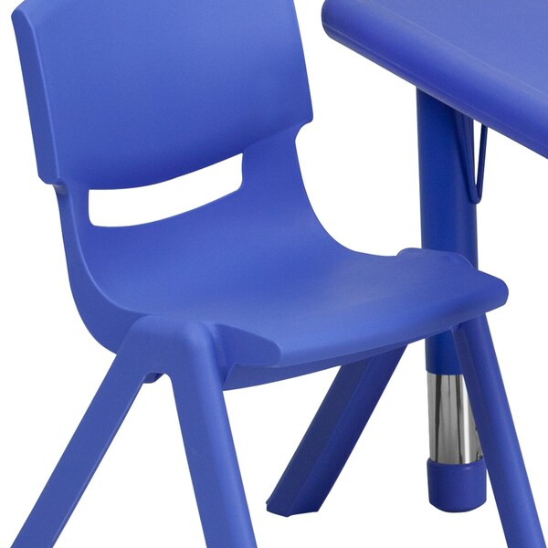 Square Activity Table, 24 X 24 X 23.75, Plastic, Steel Top, Blue