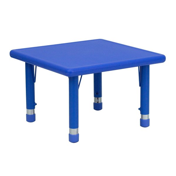Square Activity Table, 24 X 24 X 23.75, Plastic, Steel Top, Blue