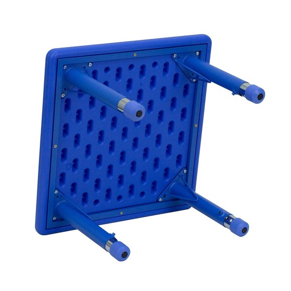 Square Activity Table, 24 X 24 X 23.75, Plastic, Steel Top, Blue