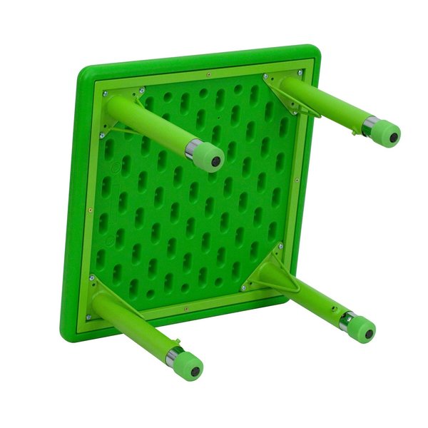 Square Activity Table, 24 X 24 X 23.75, Plastic, Steel Top, Green