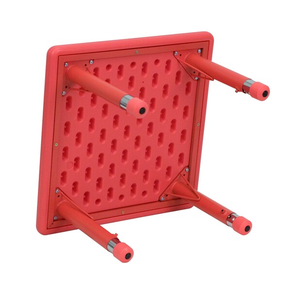 Square Activity Table, 24 X 24 X 23.75, Plastic, Steel Top, Red