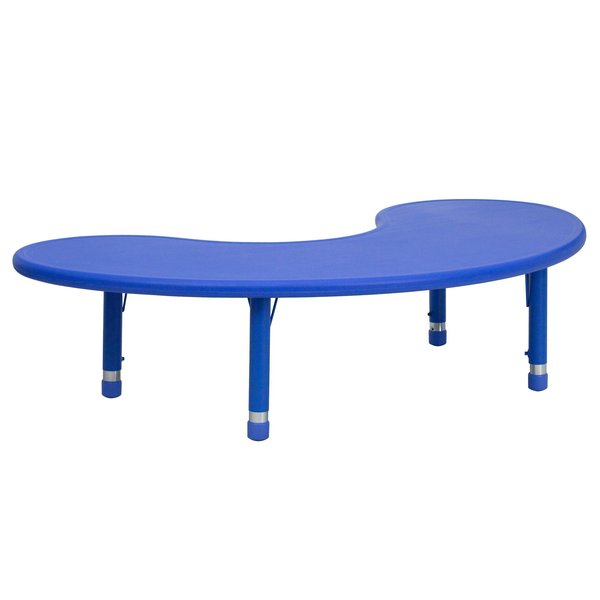 Kidney Activity Table, 35 X 65 X 23.75, Plastic, Steel Top, Blue