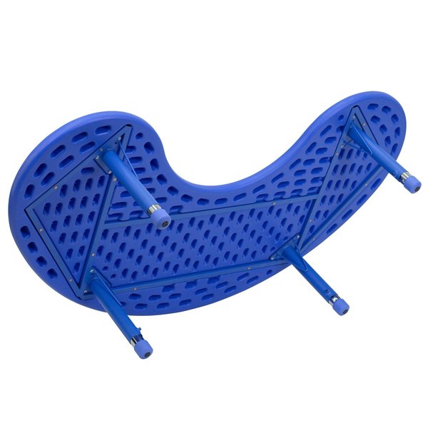 Kidney Activity Table, 35 X 65 X 23.75, Plastic, Steel Top, Blue