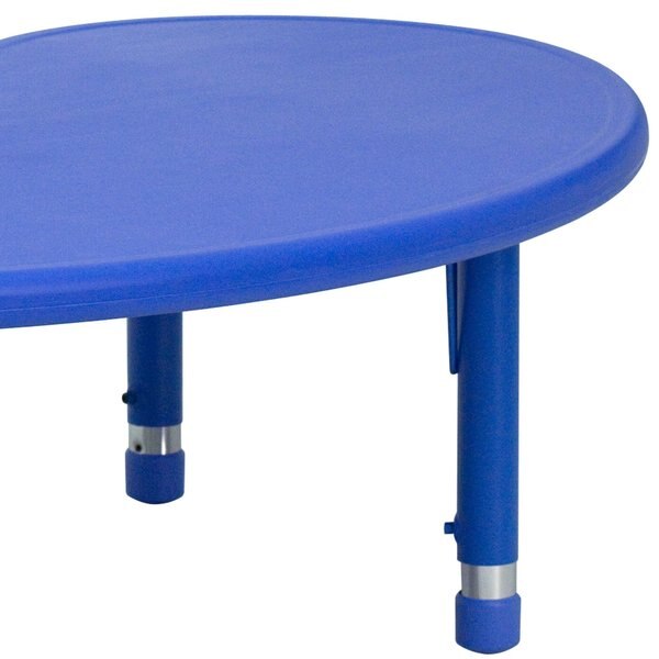 Kidney Activity Table, 35 X 65 X 23.75, Plastic, Steel Top, Blue