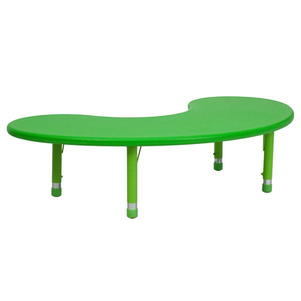 Kidney Activity Table, 35 X 65 X 23.75, Plastic, Steel Top, Green