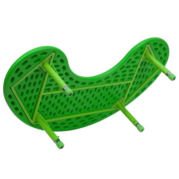 Kidney Activity Table, 35 X 65 X 23.75, Plastic, Steel Top, Green