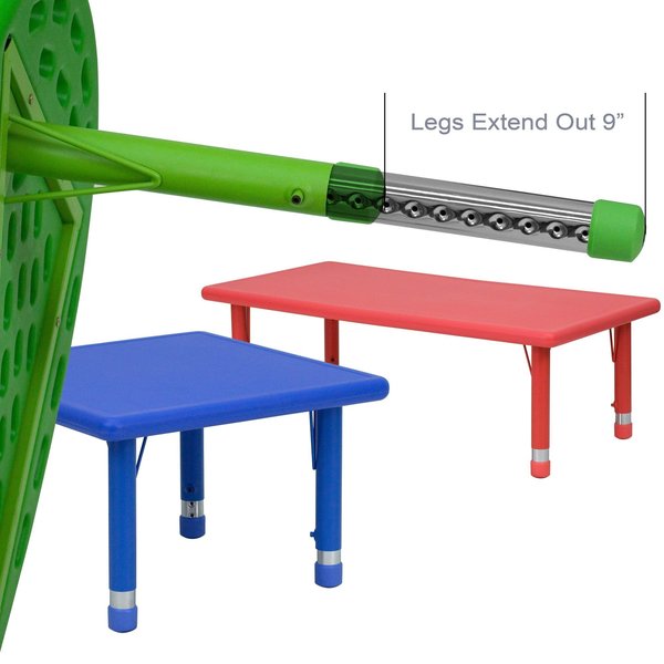 Kidney Activity Table, 35 X 65 X 23.75, Plastic, Steel Top, Green