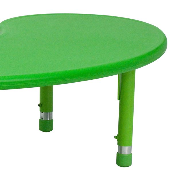 Kidney Activity Table, 35 X 65 X 23.75, Plastic, Steel Top, Green