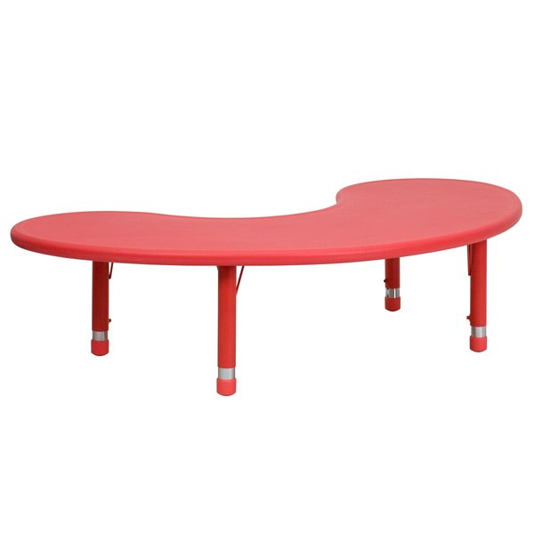 Kidney Activity Table, 35 X 65 X 23.75, Plastic, Steel Top, Red
