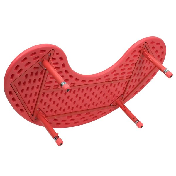 Kidney Activity Table, 35 X 65 X 23.75, Plastic, Steel Top, Red