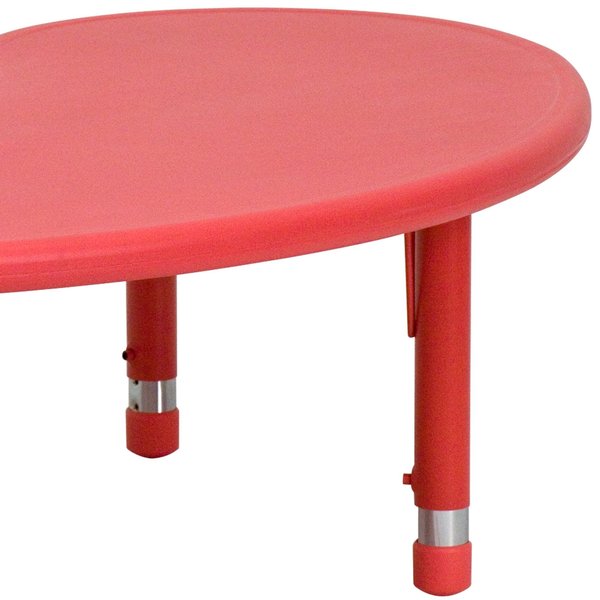 Kidney Activity Table, 35 X 65 X 23.75, Plastic, Steel Top, Red