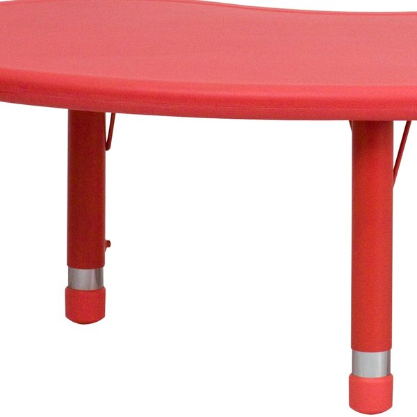 Kidney Activity Table, 35 X 65 X 23.75, Plastic, Steel Top, Red