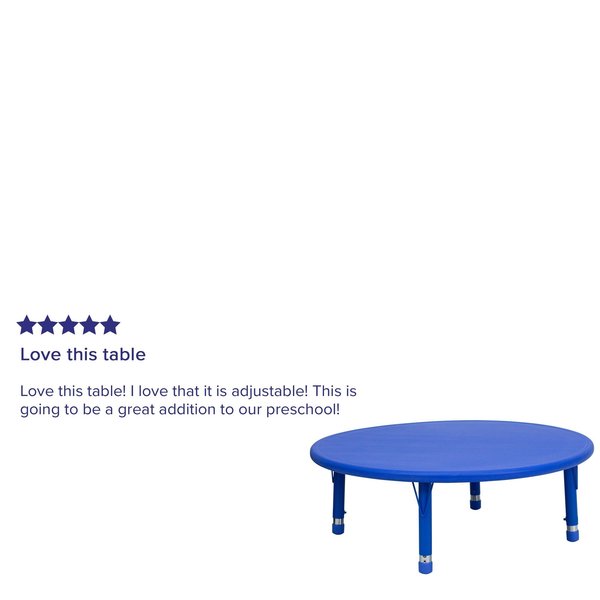Round Activity Table, 45 X 45 X 23.75, Plastic, Steel Top, Blue