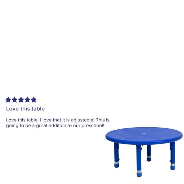 Round Activity Table, 33 X 33 X 23.75, Plastic, Steel Top, Blue