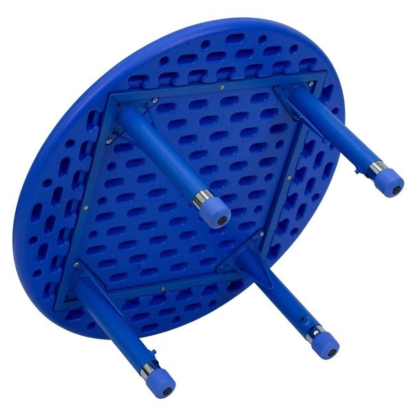 Round Activity Table, 33 X 33 X 23.75, Plastic, Steel Top, Blue