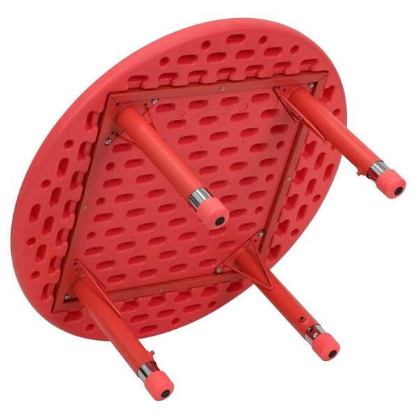 Round Activity Table, 33 X 33 X 23.75, Plastic, Steel Top, Red