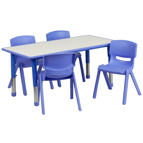 Rectangle Activity Table, 23.625 X 47.25 X 23.5, Plastic, Steel Top, Grey