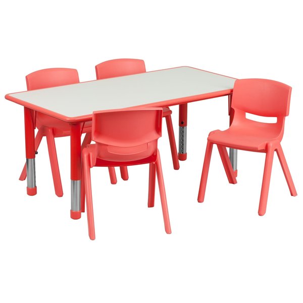 Rectangle Table Set, 23.625 X 47.25 X 23.5, Plastic, Steel Top, Grey