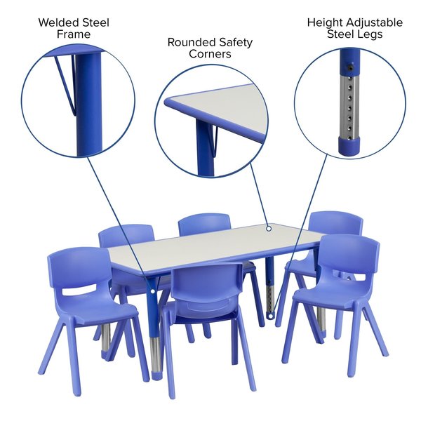 Rectangle Activity Table, 23.625 X 47.25 X 23.5, Plastic, Steel Top, Grey