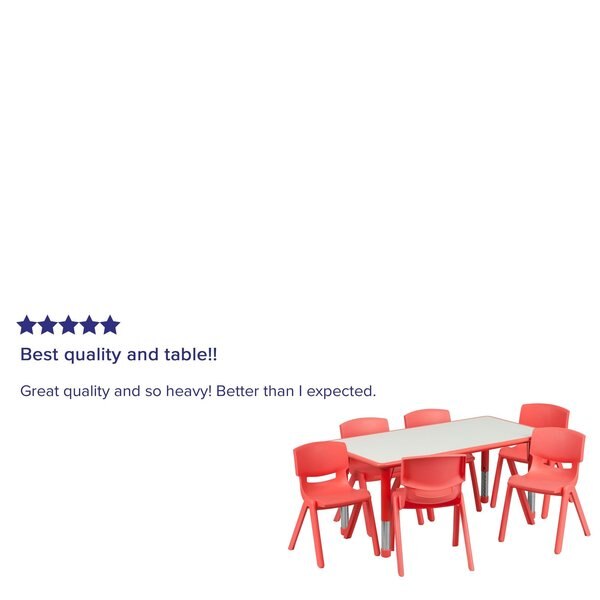 Rectangle Table Set, 23.625 X 47.25 X 23.5, Plastic, Steel Top, Grey