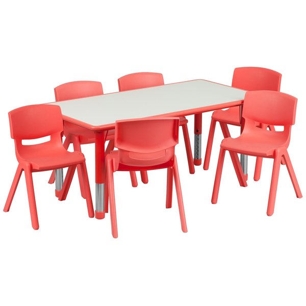 Rectangle Table Set, 23.625 X 47.25 X 23.5, Plastic, Steel Top, Grey