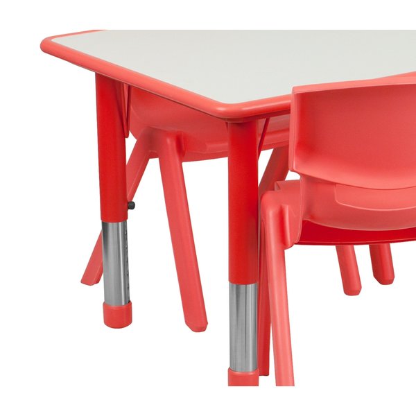 Rectangle Table Set, 23.625 X 47.25 X 23.5, Plastic, Steel Top, Grey