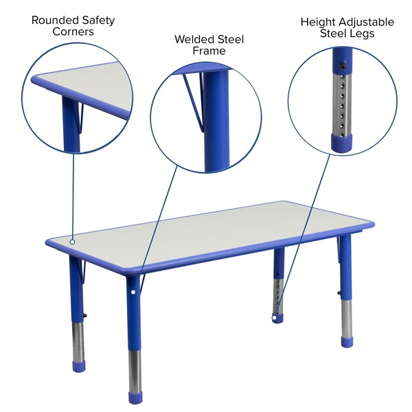 Rectangle Preschool Table, Bl, 23.625