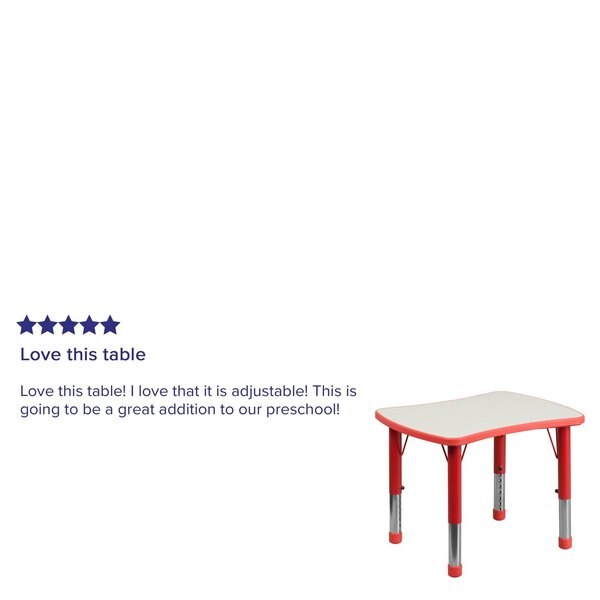 Rectangle Activity Table, 21.875 X 26.625 X 23.5, Plastic, Steel Top, Red