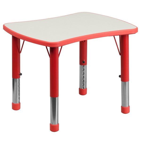 Rectangle Activity Table, 21.875 X 26.625 X 23.5, Plastic, Steel Top, Red