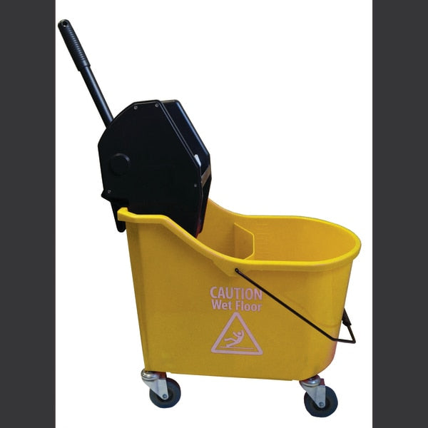Down Press Mop Bucket and Wringer, Yellow, Polypropylene