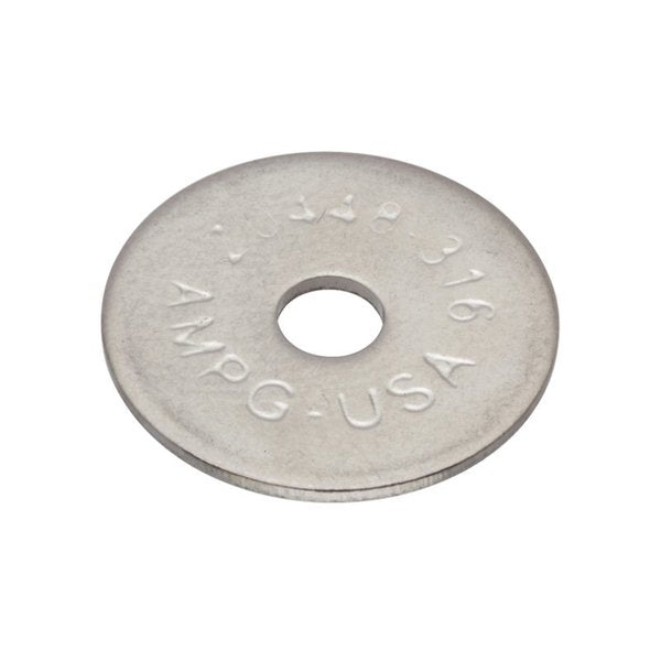 Fender Washer, Fits Bolt Size #6 , Stainless Steel Plain Finish, 25 PK