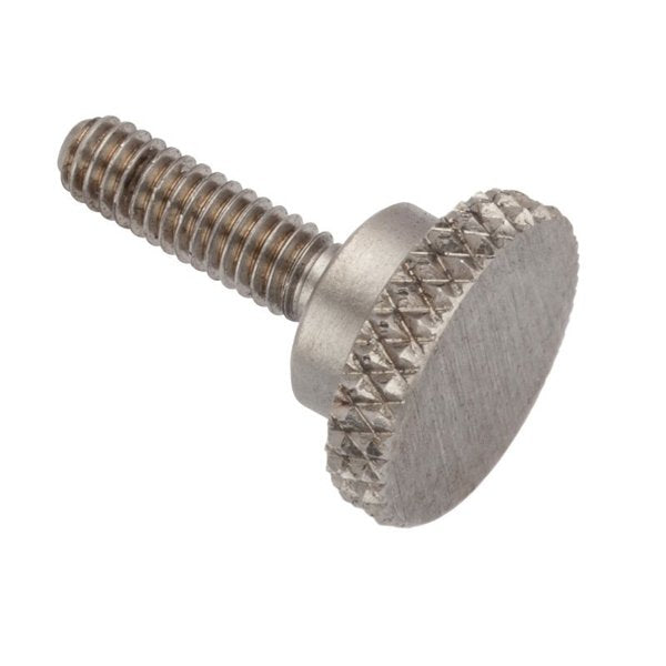 Thumb Screw, #4-48 Thread Size, Round, Plain 18-8 Stainless Steel, 3/16 in Head Ht, 9/16 in Lg