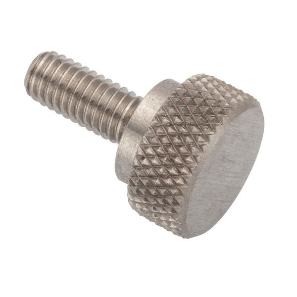 Thumb Screw, #10-32 Thread Size, Round, Plain 18-8 Stainless Steel, 7/32 in Head Ht, 3/4 in Lg